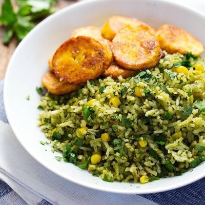 A picture of Green Mexican Rice with Corn